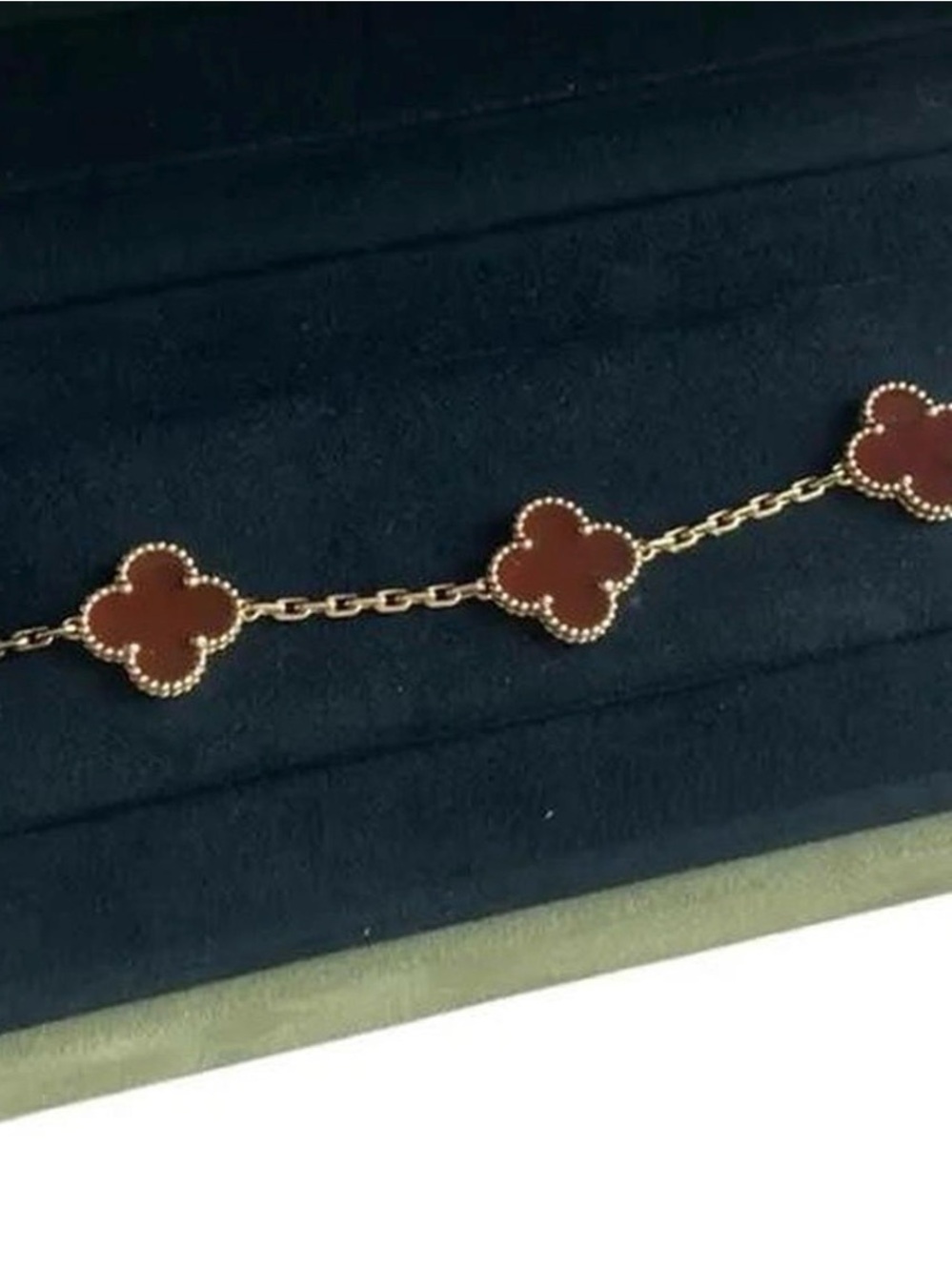 Van Cleef & Arpels Gold Bracelet with Deep Red Alhambra Motifs